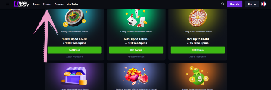 Hashlucky Casino bonus