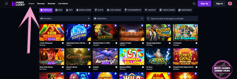 Hashlucky Casino spellen