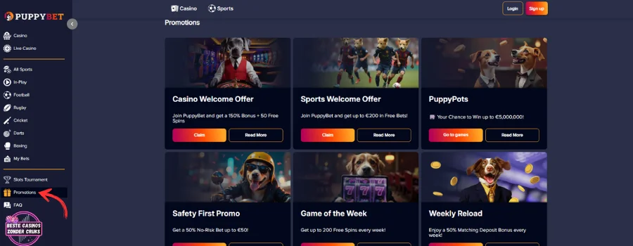 PuppyBet Casino Bonussen