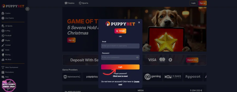PuppyBet Casino Inloggen