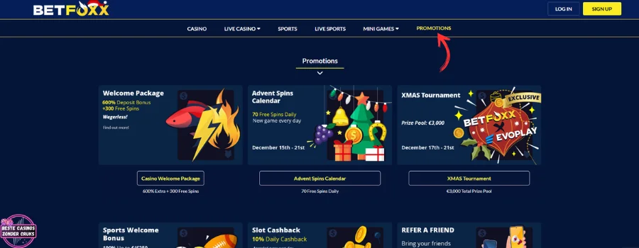 BetFoxx Casino Bonussen