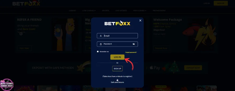 BetFoxx Casino Inloggen