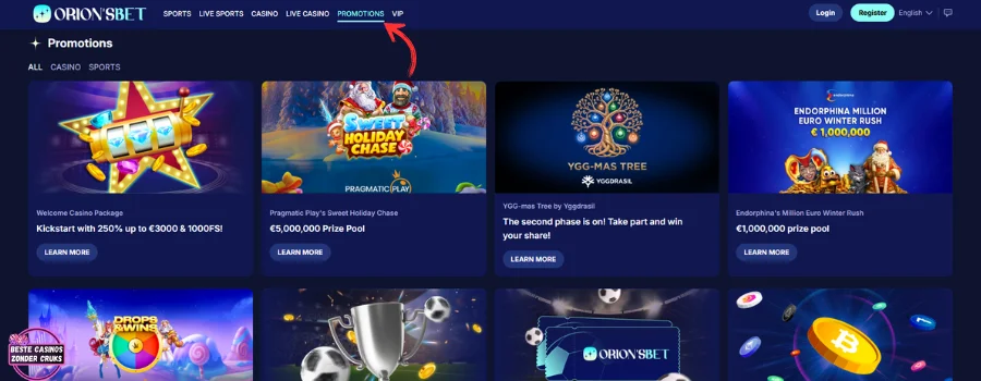 OrionsBet Casino Bonussen