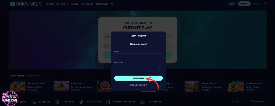 OrionsBet Casino Inloggen