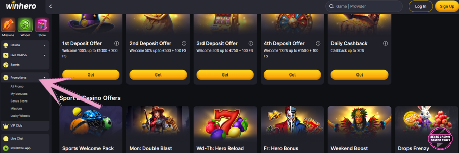Winhero casino bonus