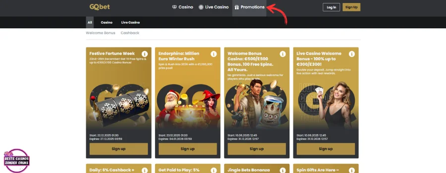 GQBet Casino Bonussen