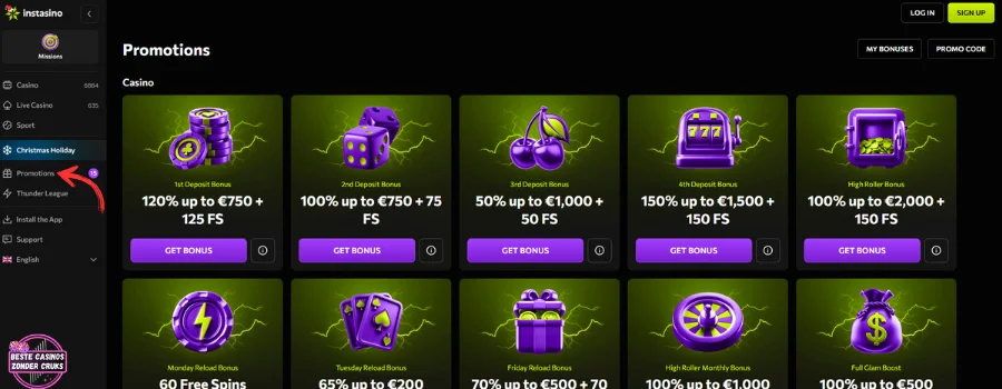 Instasino Casino Bonussen