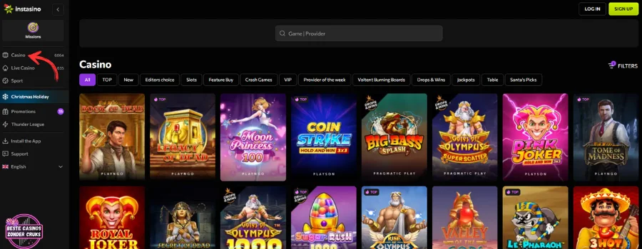 Instasino Casino Spellen